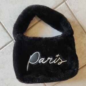 Paris Hilton Black Faux Fur Hobo Bag Forever Fur